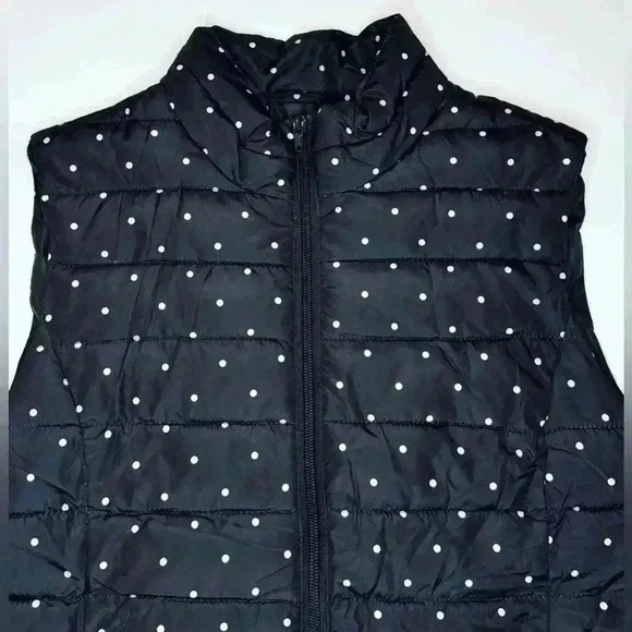 Colebrook Women's Black Polka Dot Full Zipper Vest US Size Medium - Picture 3 of 7